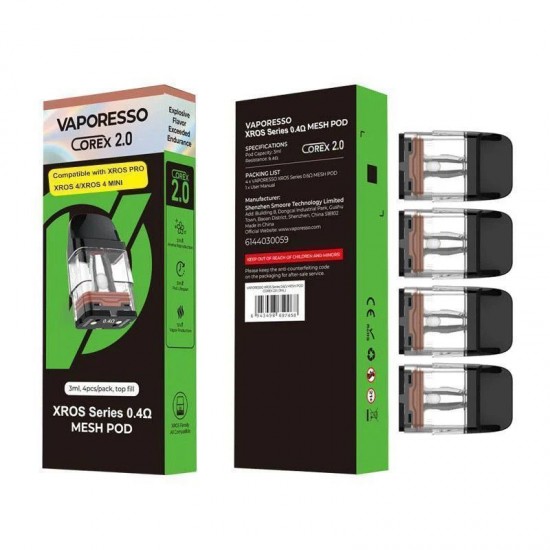 Vaporesso XROS 4 0.4 Ohm COREX 2.0 Kartuş (4'lü Paket) 3ml Vaporesso XROS 4 0.4 Ohm COREX 2.0 Kartuş (4'lü Paket) 3ml