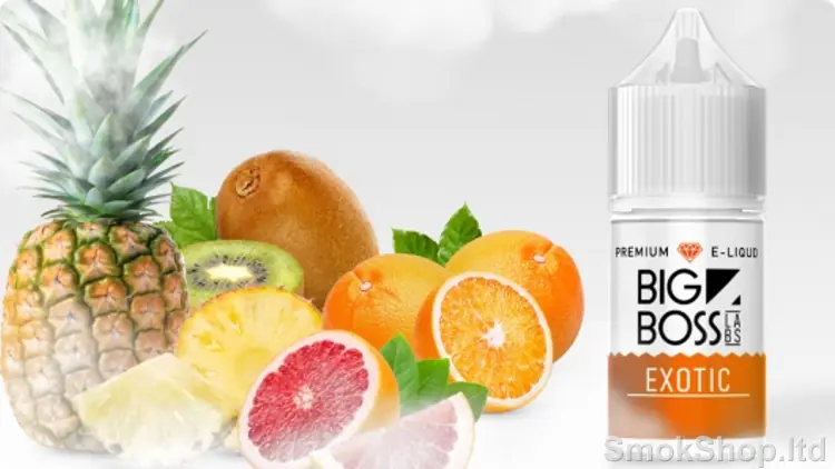 Big Boss Exotic 30mL - ananas, kivi, portakal ve greyfurt yanında 30 ml şişe