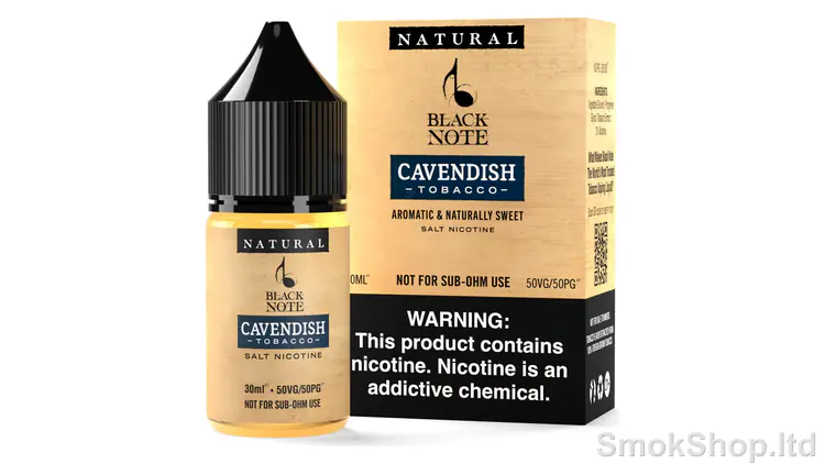 Black Note Cavendish Blend 30 ml Salt Likit - Cavendish tütün aromalı şişe ve kutusu