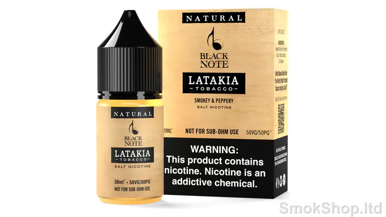 Black Note Latakia Tobacco 30 ml Salt Likit - isli Latakia tütün aromalı şişe ve kutusu