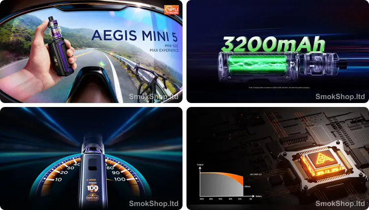 GeekVape Aegis Mini 5 - kompakt tasarım, 3200mAh dahili batarya, 100W çıkış gücü ve AS Chip 4.0 çipset