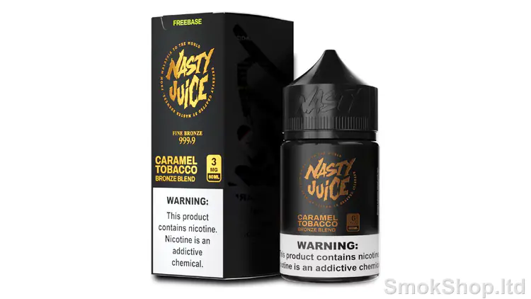 Nasty Juice Bronze Blend 60 ml - karamel tütün aromalı freebase şişe ve kutusu