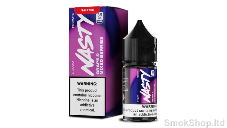 Nasty Podmate Grape and Mixed Berries Salt 30 ml - üzüm ve karışık meyve aromalı Podmate saltnic kutusu ve 30 ml salt likit şişesi