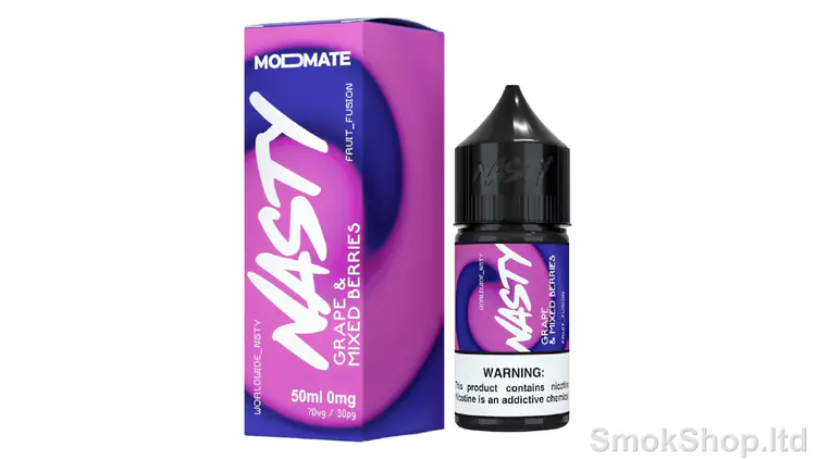 Nasty Juice Grape and Mixed Berries 60mL - üzüm ve karışık orman meyvesi aromalı ModMate şişe ve kutusu