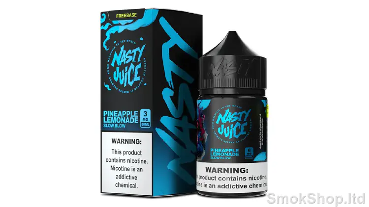 Nasty Juice Slow Blow 60mL - ananaslı limonata aromalı 60 ml şişe ve kutusu