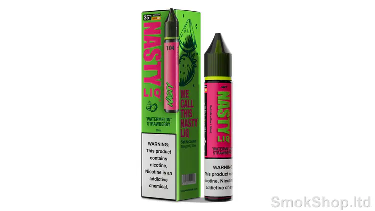 Nasty Juice Watermelon Strawberry Salt Likit 30 ml - karpuz ve çilek aromalı Nasty LIQ kutusu ve 30 ml salt likit şişesi