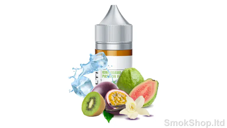 Saltica Kiwi Guava Passion Fruit Salt Likit 30ml - kivi, guava, çarkıfelek meyvesi ve buzla 30 ml şişe