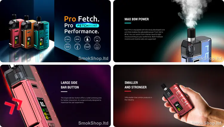 Smok Fetch Pro - 80W güç, büyük yan ateşleme tuşu ve kompakt tasarım