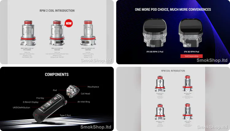 Smok IPX 80 Coil - RPM 2 ve RPM coil serisi, IPX 80 RPM 2 / RPM pod seçenekleri ve coil yuvası