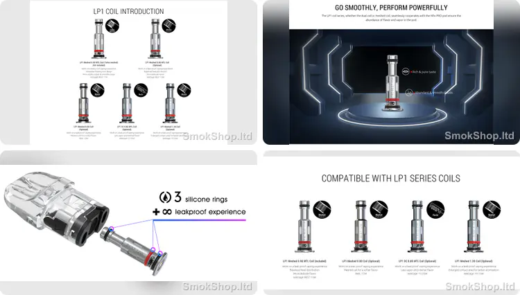 SMOK LP1 1.2 coil - RPM 25W, Nfix Pro ve Pozz Pro için LP1 coil seçenekleri ve 3 silikon halkalı coil