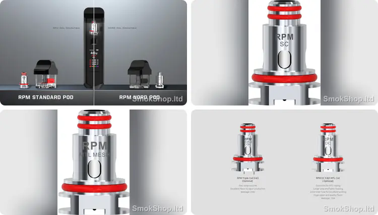 Smok Nord 2 Coil - RPM SC 1.0Ω, MTL Mesh 0.3Ω, Triple 0.6Ω ve DC 0.8Ω MTL coil, RPM pod uyumu