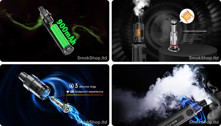 Smok RPM 25W - 900mAh pil, LP1 mesh coil, sızdırmaz kartuş ve çekişle aktivasyon