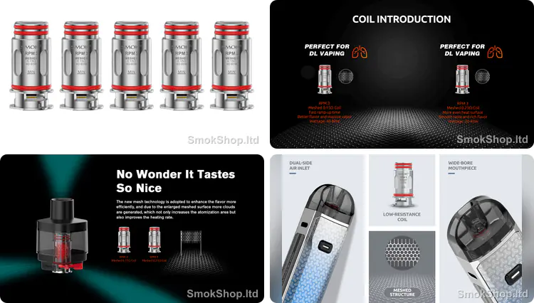 Smok RPM 3 Coil - 0.15Ω / 0.23Ω mesh coil'ler, pod içi yapı ve mesh ısıtma yüzeyi