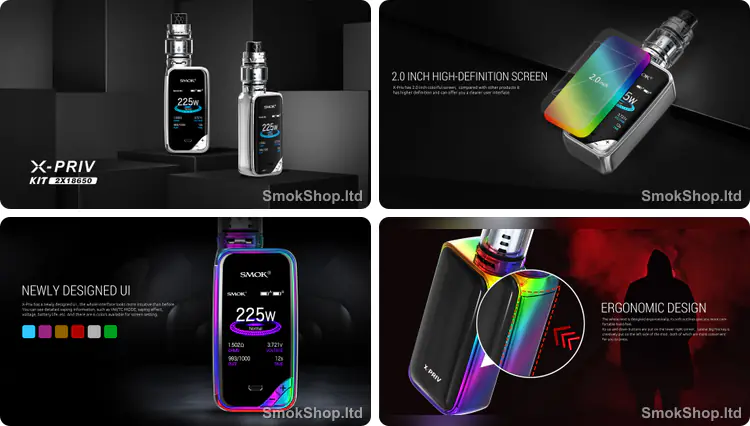 SMOK X-Priv - çift 18650 pilli kit, 2 inç HD ekran, yeni arayüz ve ergonomik tasarım
