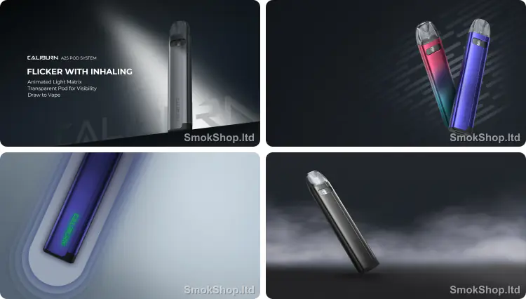 Uwell Caliburn A2S - şık tasarım, renk seçenekleri, ışıklı gösterge ve nefesle ateşleme
