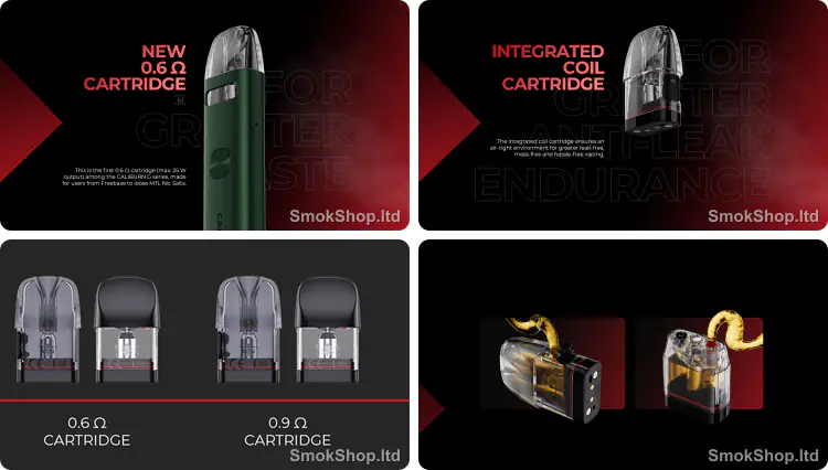 Uwell Caliburn G3 0.6Ω Mesh Kartuş - entegre coil, 0.6Ω ve 0.9Ω kartuş seçenekleri, kolay dolum
