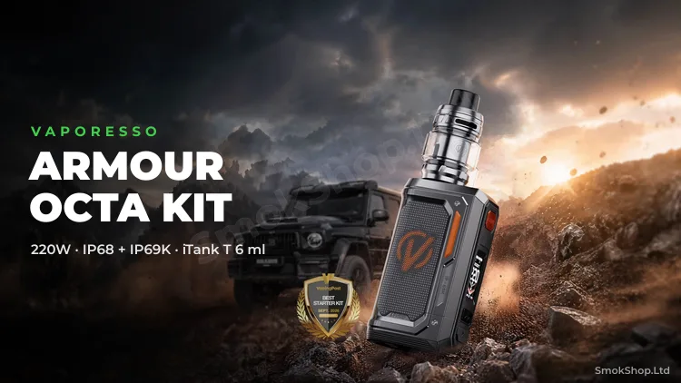 Vaporesso Armour Octa Kit 220W, IP68 ve IP69K korumalı mod ve iTank T 6 ml tank