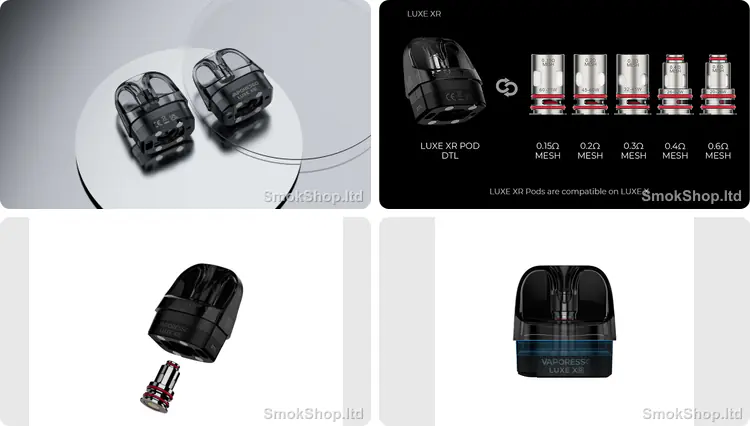 Vaporesso Luxe XR DTL Kartuş 5ml - şeffaf pod tasarımı, DTL GTX coil uyumu, değiştirilebilir coil ve SSS sızdırmaz yapı