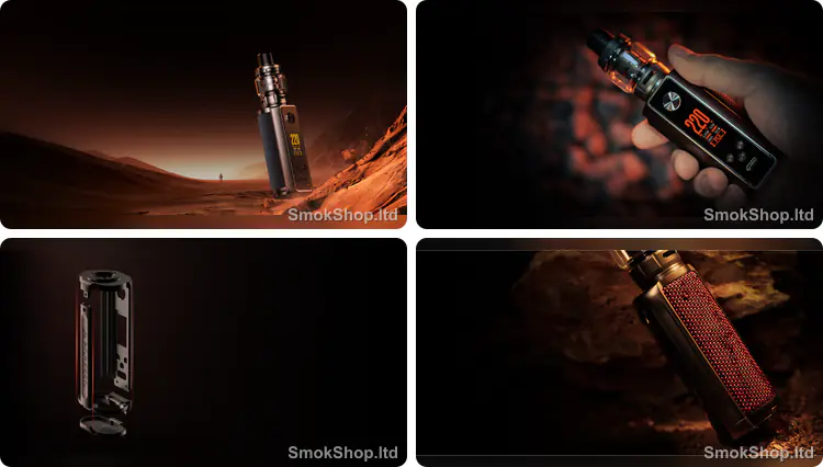 Vaporesso Target 200 - 220W çıkış gücü, TFT renkli ekran, kafes şasi yapısı ve suya dayanıklı örgü gövde