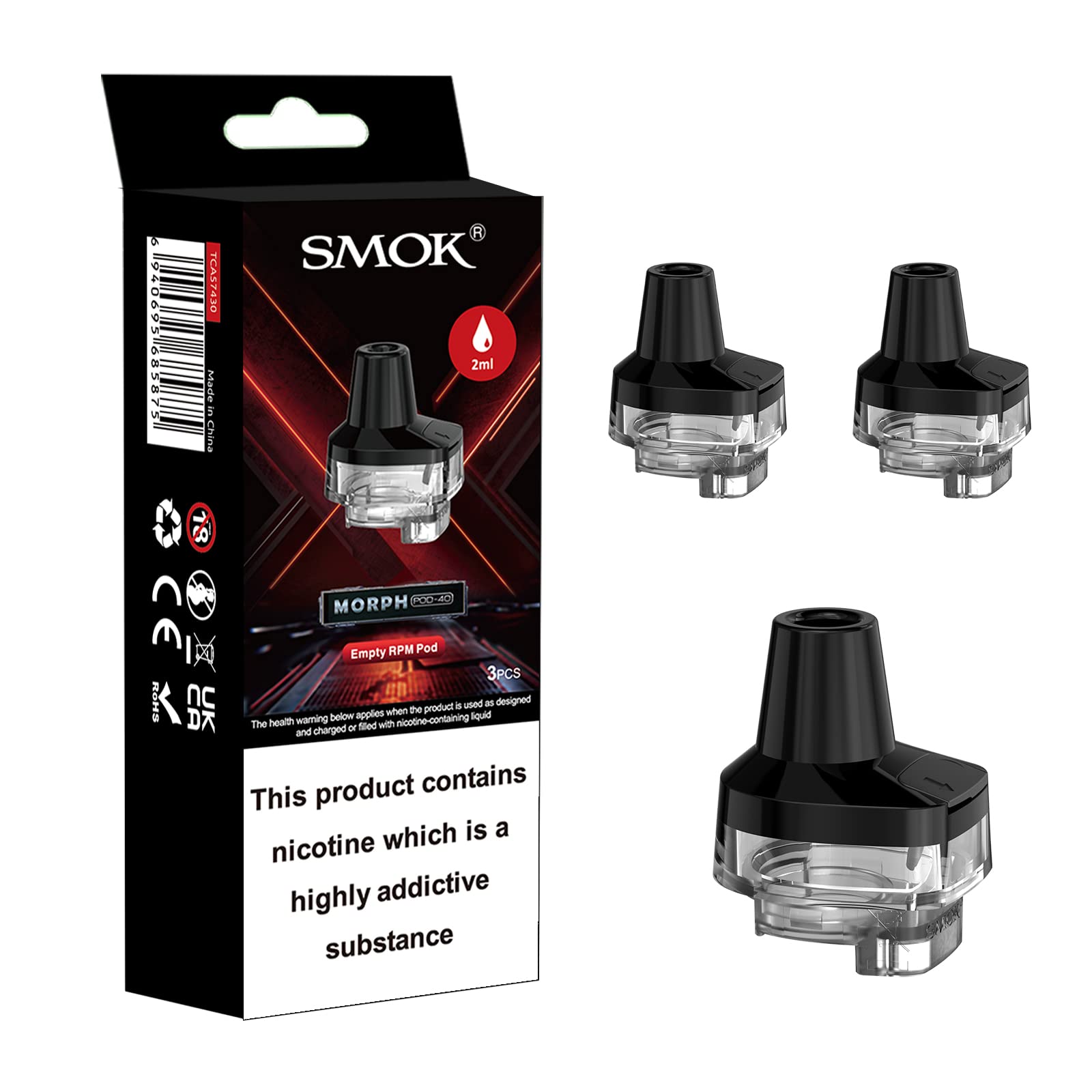 SMOK Morph Pod-40 RPM Pod 3'lü paket - boş RPM pod kartuşlar ve kutusu